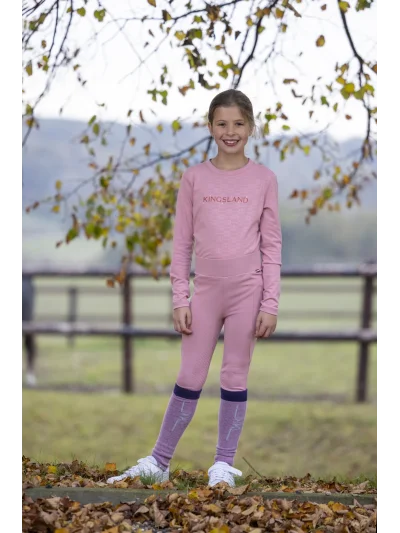 Pink (Lilas) junior brushed full-grip riding tights F-Tec4 Alexis - Kingsland - imagen 3