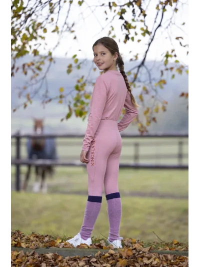 Pink (Lilas) junior brushed full-grip riding tights F-Tec4 Alexis - Kingsland - imagen 4