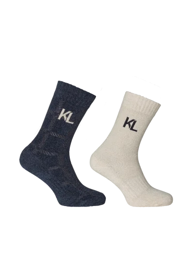 Pack de 2 pares de calcetines de chenilla surtidos (azul marino y crudo) Ashley - Kingsland