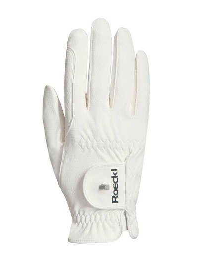 Gants d'équitation blanc avec grip de compétition - Roeck grip Pro - Roeckl