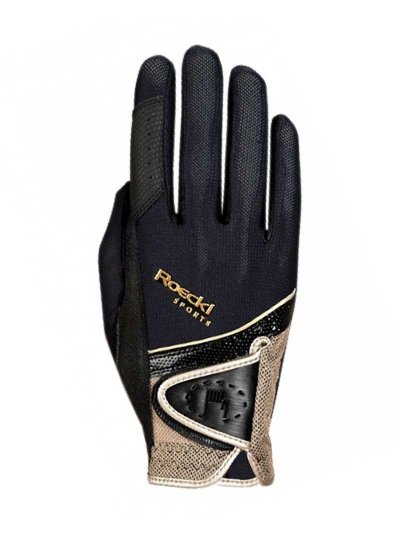 Gants monter à cheval en noir, doré et argent - Madrid - Roeckl