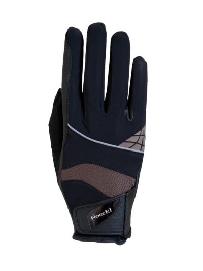 Gants marron et bleu marine pour l'équitation modèle Montreal - Roeckl