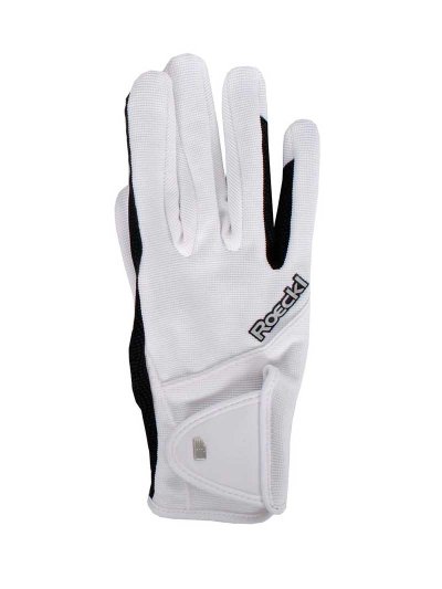 Gants d'équitation blanc avec la palma noir - Milano - Roeckl