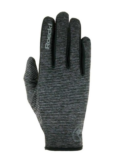 Gants d'équitation d'hiver avec grip à rayures gris - Wayne - Roeckl
