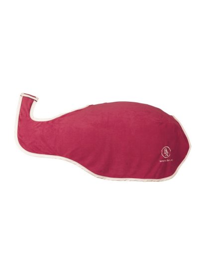 Manta riñonera polar rojo/burdeos con los bordes amarillos y el logo bordado en el lateral para caballo - BR