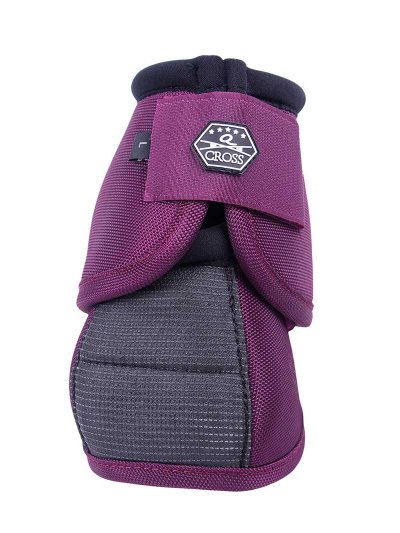 Lot de 2 cloches techniques antirotation violettes (aubergine) pour cheval et poney - QHP