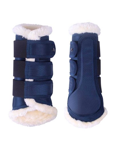 Lot de 2 protections de dressage bleu marine avec mouton pour cheval et/ou poney - Astana - QHP