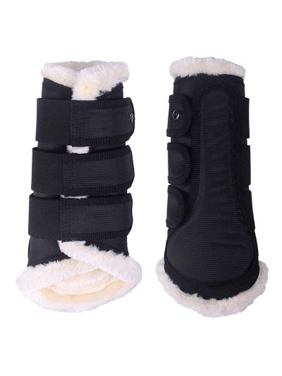 Lot de 2 protections de dressage noirs avec mouton pour cheval et/ou poney - Astana - QHP
