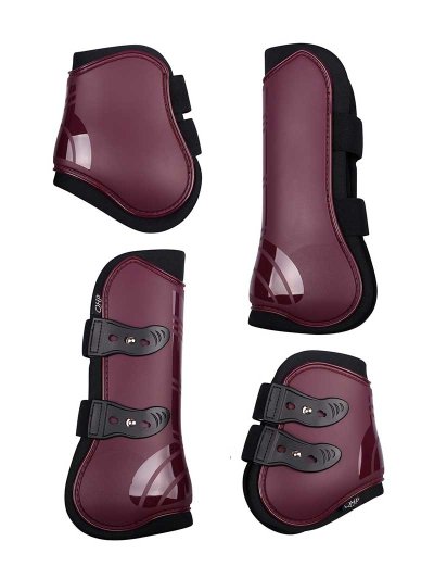 Lot de 4 Protections (tendones et boulets) aubergine pour cheval - QHP