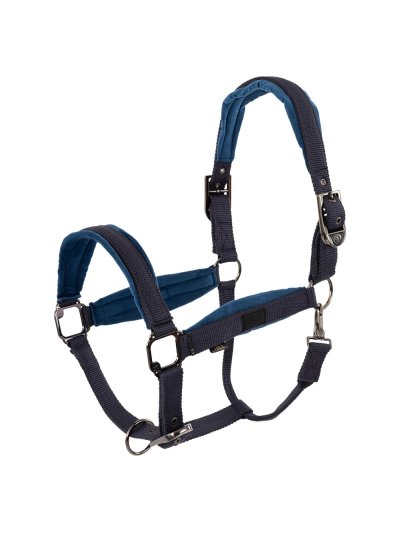 Licol d'écurie bleu marine avec doublure en velours pour cheval et poney Julia - BR