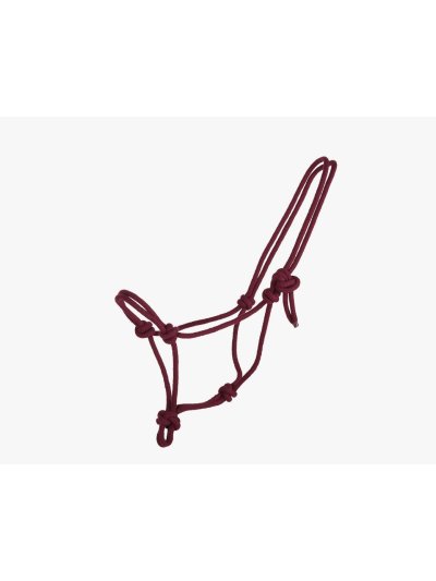 Cabezada de cuadra burdeos de cuerda para caballo - QHP