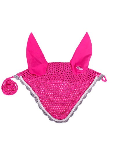 Bonnet en crochet fuchsia avec détails argent et gris pour cheval et poney - QHP