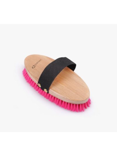 Large wooden brush with short, fine pink bristles - QHP