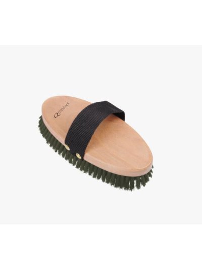 Large wooden brush with short, fine green bristles - QHP