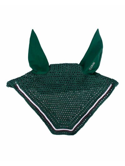 Bonnet en crochet vert avec oreilles élastiques pour cheval - QHP