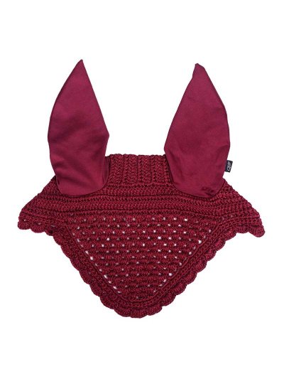 Bonnet en crochet bordeaux avec oreilles élastiques pour cheval - QHP