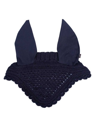 Bonnet en crochet bleu marine avec oreilles élastiques pour cheval - QHP