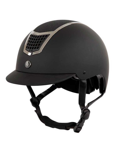Casque de monter a cheval noir avec contrastes en argenté et paillettes - Lambda - BR