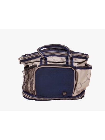 Bolsa beige con estampado para accesorios del cuidado y aseo del caballo (grooming bag) - QHP
