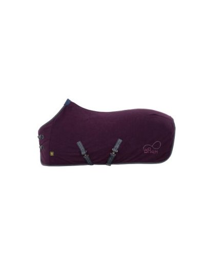 Manta polar morada color ciruela con cinchuelos y un bordado lateral para pony - BR