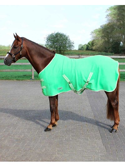 Couverture polaire séchante avec sangles croisées vert pomme pour poney - QHP