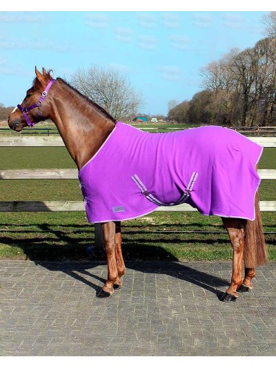 Couverture polaire séchante avec sangles croisées violet pour poney - QHP
