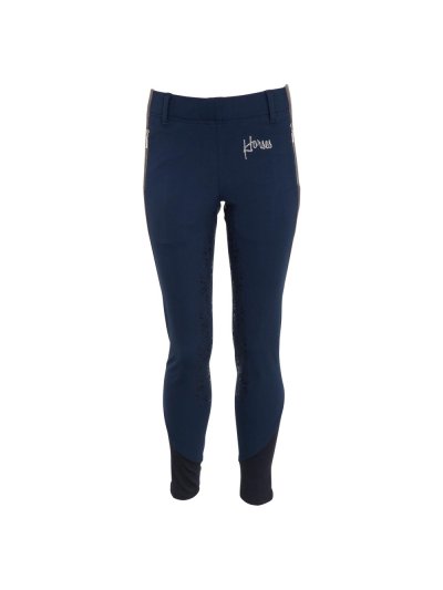 Pantalons d'équitation bleu marine et gris avec grip silicone à fond intégral junior unisexe modèle Hajo - BR