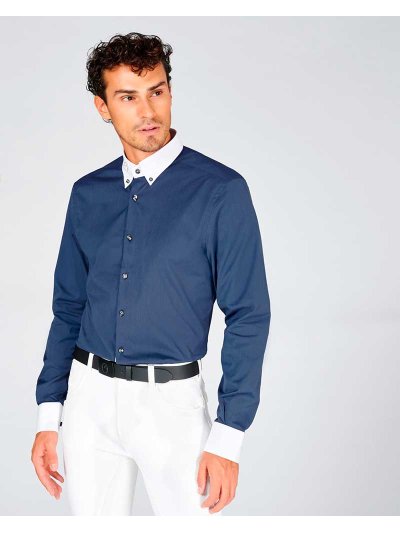 Chemise à manches longues de compétition bleu foncé pour homme - Boston - Vestrum