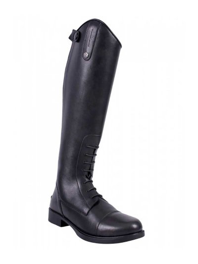 Bottes d'équitation en cuir noire à lacets junior - Julia - QHP