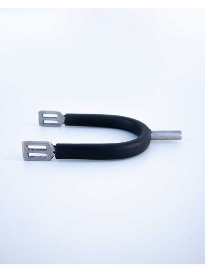 Éperons fins droits 30mm avec embout caoutchouc et courroies - QHP