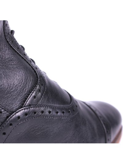 Botas de montar a caballo de piel negras con diseño ancho y cordones Sophia - QHP - imagen 2