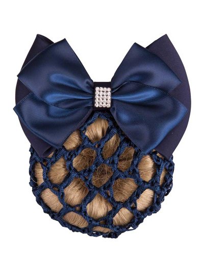 Filet à cheveux de fourrure avec lazo bleu marine et brillants - BR