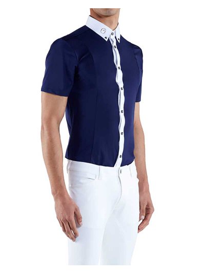 Chemise de compétition à manches courtes bleu marine pour homme - Cagliari - Vestrum