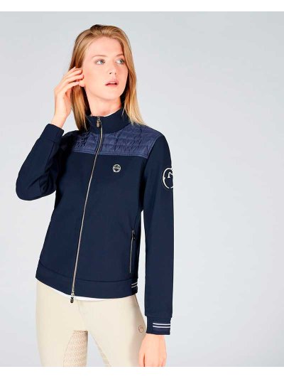 Veste d'entraînement bleu marine à col haut pour femme modèle Cape Town - Vestrum