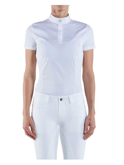 Polo blanc de compétition à manches courtes pour femme modèle Málaga - Vestrum