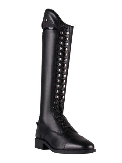 Bottes d'équitation en cuir noire à lacets junior - Hailey - QHP