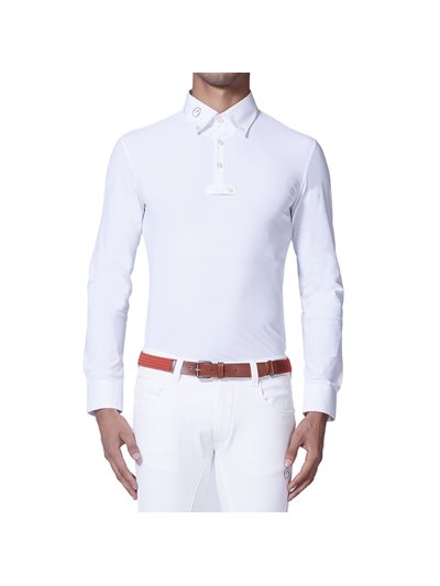 Polo de compétition blanc à manches longues pour homme - Ketchum - Vestrum