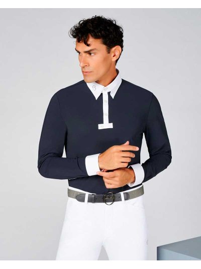 Polo de compétition bleu marine à manches longues pour homme - Ketchum - Vestrum