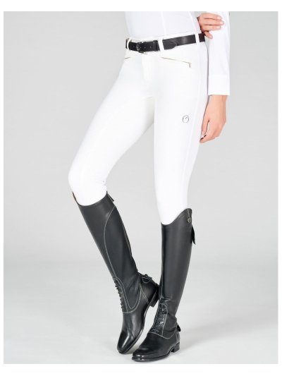 Pantalons de competicion de blanc (grip à fond intégral) pour femme - Roma - Vestrum
