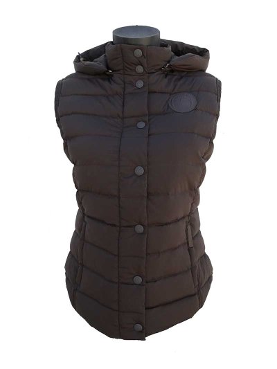 Gilet matelassé marron foncé avec capuche pour femme - Mónaco - Vestrum