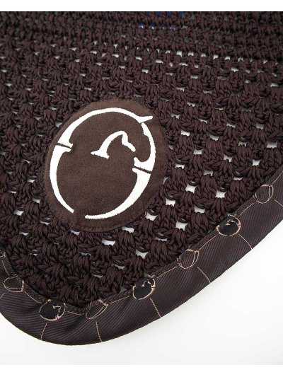 Bonnet marron avec front monogram et oreilles élastiques pour cheval - Ancona - Vestrum - imagen 2