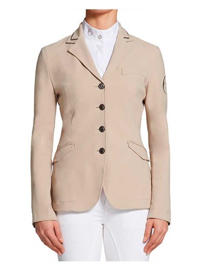Veste technique de compétition beige avec passepoil du col marron pour femme - Camberra - Vestrum