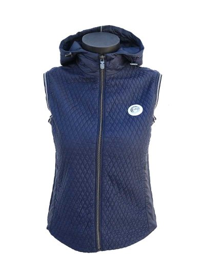 Gilet matelassé fin bleu marine avec capuche pour femme - Vieste - Vestrum