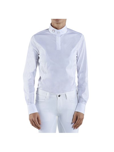 Polo blanc de compétition à manches longues pour femme modèle Rouen - Vestrum