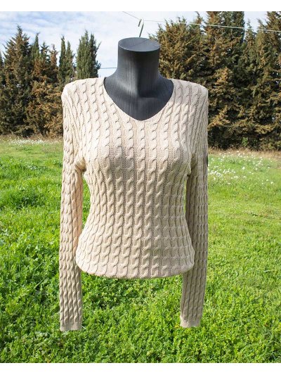 Pull fin de ochos beige pour femme modèle Toledo - Vestrum