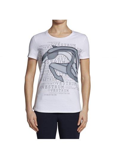 T-shirt à manches courtes blanc et gris pour femme modèle Adalia - Vestrum