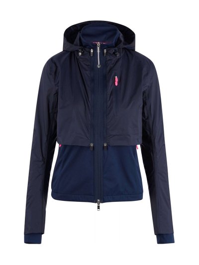 Veste imperméable bleu marine avec fermeture éclair et capuche pour femme - Lacey - Euro-Star