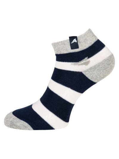 Socquettes à rayures bleu marine, blanc et gris - Poly - Euro-Star