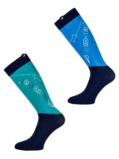 Pack de 2 Chaussettes hautes tipo maille (bleu et vert turquoise) - Design - Euro-Star