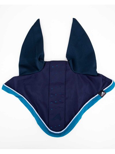 Bonnet bleu marine perforé avec oreilles en micro-piqué élastique pour cheval - Faas - Euro-Star